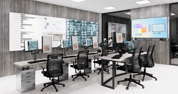 Este diseño fue concebido para espacios de control y monitoreo en tiempo real. Se priorizó la funcionalidad operativa sin comprometer la estética. Los materiales seleccionados —como recubrimientos en tonos neutros tipo madera, vidrio y acero— aportan una imagen profesional y contemporánea, a la vez que son resistentes al uso intensivo. El mobiliario ergonómico y modular facilita el trabajo prolongado y la disposición tecnológica, permitiendo una visualización eficiente de datos en múltiples pantallas.<br />
<a href="/tomas-greg" class="btn-proyecto" target="_blank">Ver Proyecto</a> Diseño de salas de seguimiento y análisis